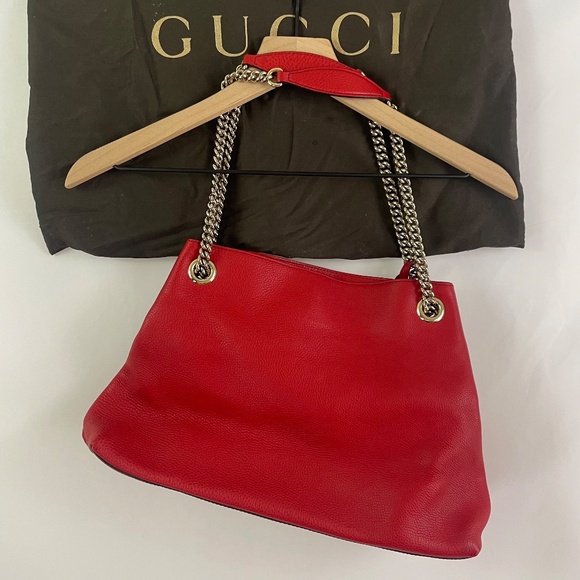 Gucci Red Soho Chain Leather Bag - Picture 2 of 16